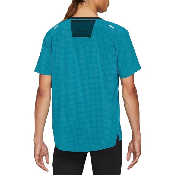 Nike Men's Rise 365 Trail Short Sleeve Shirt Green - Picture 2 of 4